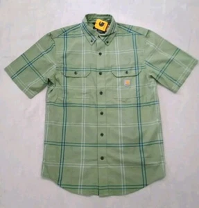 Carhartt Rugged Flex Mens Shirt S/S Relaxed Fit Green Plaid Lightweight Sz Small - Picture 1 of 9