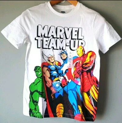 Marvel AVENGERS Kids Tshirt IRON MAN CAPTAIN AMERICA HULK THOR sz L 10  unisex - Image 1 of 3
