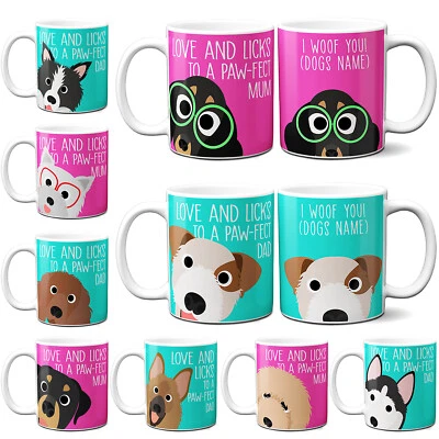 KRAFTYGIFTS Personalised Dog Mug Dog Mum Dog Dad Funny Cup Puppy Valentines Day 2022 Gift