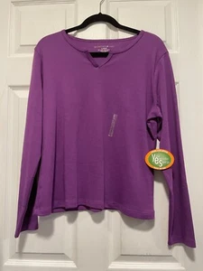 MOUNTAIN LAKE top shirt blouse L 14 Bust 44 Length 23 Purple Solid NEW NWT - Picture 1 of 2