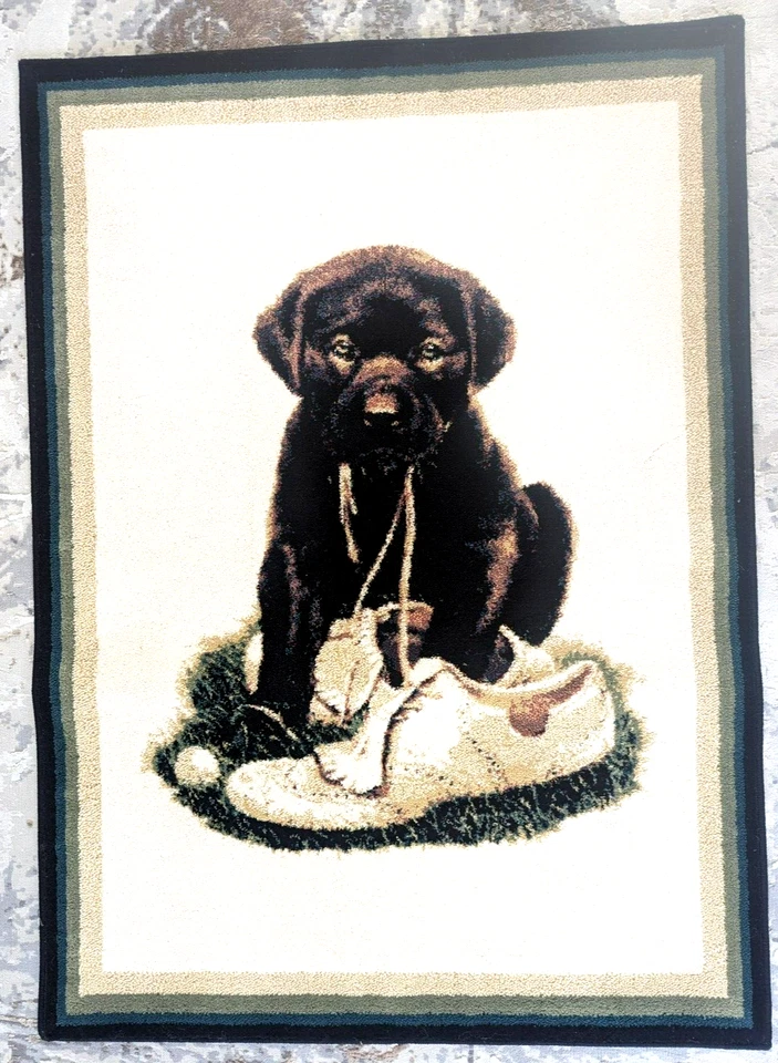 Puppy And An Old Shoe Rug 1996 Phillip Crowe Collection By Shaw Rugs 3.3x4.8ft - Image 1 of 4