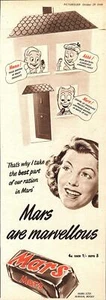 1949 Advert for MARS 'Are Marvellous' Chocolate Bar #1 Vintage Ephemera Print Ad - Picture 1 of 1