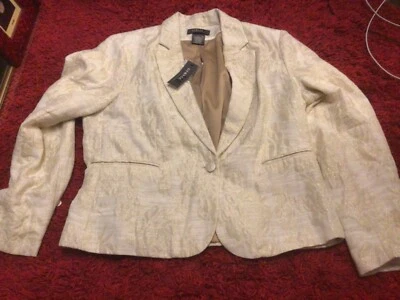 Chaqueta Blazer George by Mark Eisen Para Mujer Pared B Crema/Brillante Dorado Rosa Talla 18 Foto 1 de 4