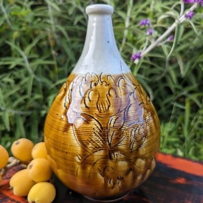 Antique Japanese Hirado Porcelain Vase Yellow & White Camellia Flowers Japan - Image 1 of 4