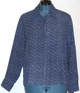 CHAPS Women Button Up Shirt Blouse size XL Top Navy Geometric Print - Picture 1 of 8