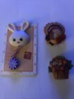 Hallmark And Russ Easter And Fall Thanksgiving 3 Pin Lot Vintage