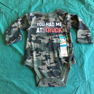 NWT Garanimals One Piece Long Sleeve Camouflage “You Had Me At Truck” 3-6 Months - Image 1 of 4