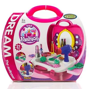 21-Piece Pretend Play Makeup Kit for Girls – Kid’s Vanity Makeup Kit with Beauty - Picture 1 of 5