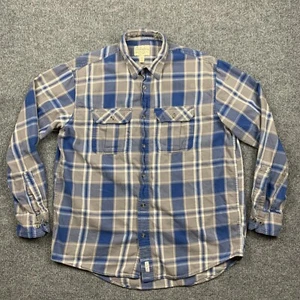 Cabela's Hemd mit Knopfleiste Herren M Langarm Flanell kariert 100% Baumwolle blau grau - Bild 1 von 10