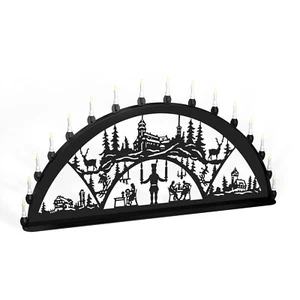 Schwibbogen Lichterbogen Fichtelberg Erzgebirge Metall XL2 Außenbereich schwarz - Bild 1 von 9