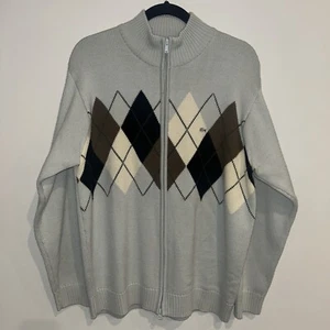 LaCoste Woolmark XL Pullover Herren Größe 6 X Large Argyle durchgehender Reißverschluss Wolle Sport Golf - Bild 1 von 11
