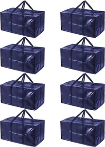 Letusto Set of 8 Navy Heavy Duty Extra Large Moving Bags w Long Handles Storage