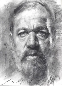 WIM HOF Male Portrait Study Original Mini CHARCOAL Pencil Chalk DRAWING Realism - Picture 1 of 1