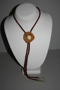 Bolo Tie ~ Round Wicker Brown Rope  - Picture 1 of 3