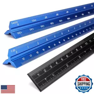 OwnMy 30CM Solid Aluminum Metric Triangular Architect Scale Ruler Set, Archit - Picture 1 of 5