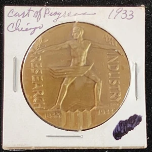 1933 Century of Progress Exposition Chicago Industry Research Medal w998 - Bild 1 von 4