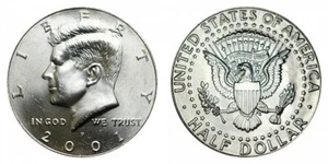 2001 P Kennedy Half Dollar Uncirculated From US Mint Rolls - Picture 1 of 2
