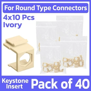 40 Stück Leer Keystone Klinkeneinsatz mit Loch für Cinch F-Typ BNC Stecker Elfenbein - Bild 1 von 3
