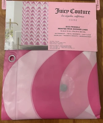 Forro de cortina de ducha Juicy Couture Home rosa ecológico PEVA Y2K Foto 1 de 3