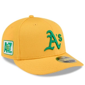 Men's New Era Gold Athletics 2025 Spring Training Low Profile 59FIFTY Fitted - Picture 1 of 6