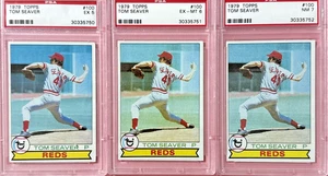 (lotto di 3) 1979 Topps Tom Seaver #100 PSA (5 & 6 & 7) 30335750, 751,752 REDS - Foto 1 di 2
