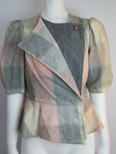 Vintage Pea Patch Damen Blazer Jacke Gr. 11 rosa & grau kariert 80er MÄNGEL - Bild 1 von 19