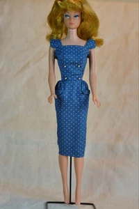 Vintage Barbie On-The-Go Pak Sheath Dress Blue Polka Dot, 1962 Mattel - Picture 1 of 5