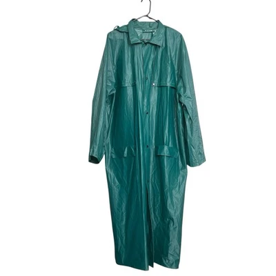 Abrigo de lluvia vintage de vinilo Samsonite L/XL verde unisex con capucha empacable viaje Foto 1 de 4