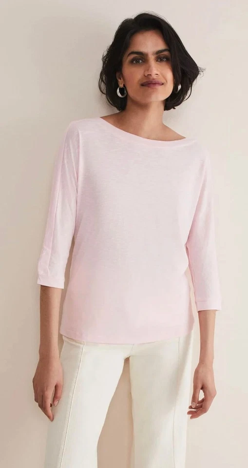 Phase Eight UK 16 Belle Scoop Neck TopPale Pink 3/4 Sleeve Cotton Blend NWT - Image 1 of 4