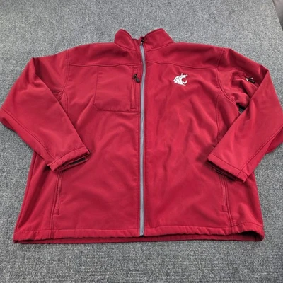 Knights Apparel Mens WA State Cougars Softshell Jacket 2XL Full Zip Embroidered - Image 1 of 4