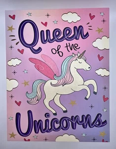 Magical Art ‘Queen of the Unicorns’ on Canvas a Fairytale Décor. - Picture 1 of 10