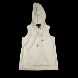 Rachel Zoe Women's Sleeveless Hoodie Pullover Ivory Size Small Gym Athleisure - Picture 1 of 12