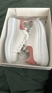 Women's White and Pink Sneakers Women's Oversized Sneaker in White/shirting Pink - Picture 1 of 12