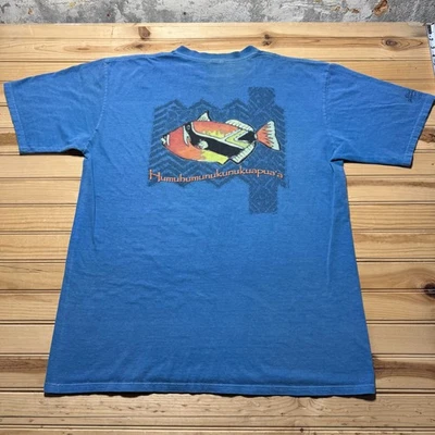 Camiseta de surf vintage años 90 Humuhumunukunukuapua'a azul pez teñida de Hawaii - talla XL Foto 1 de 4
