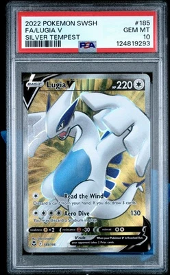 Pokemon Juego de Cartas Coleccionables SWSH Silver Tempest Lugia V #185 Arte Completo Gema Como Nuevo PSA 10 Foto 1 de 2