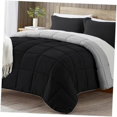  Juego de edredón, edredones de cama negros 3 piezas de gran tamaño queen negro/gris Foto 1 de 4