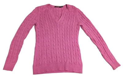 Suéter feminino Ralph Lauren malha cabo violeta tamanho XS 100% algodão - Imagem 1 de 4