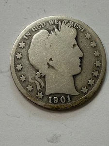 1901-S Originale Argento Barbiere Mezzo Dollaro Media Circ Condizione Chiave Data (S1A) - Foto 1 di 2