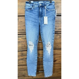 Good American Good Legs Jeans Womens 0/25 Blue Distressed Skinny Stretch Denim - Picture 1 of 11