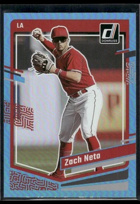 Zach Neto 2023 Panini Donruss Baseball #103 Holo Carolina Blue RC Angels - Image 1 of 2