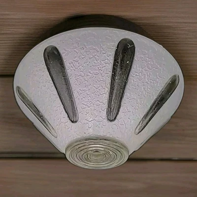 Vintage Ceiling Light Glass shade Atomic Starburst Mcm White Center Hole 60s - Image 1 of 4