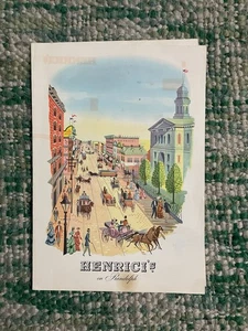 Menù cartaceo RISTORANTE VINTAGE Henrici's on Randolph Chicago 1951 con inserto 9"x 12,5" - Foto 1 di 3