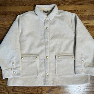 J. Crew Boucle Shirt Jacket Women's XL Beige Gold Buttons Pockets Shacket EUC - Picture 1 of 10