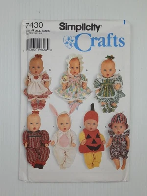 Simplicity Sewing Pattern 7430 Baby Dolls Clothes 6 styles Size 13"-16" Uncut FF - image 1 of 2