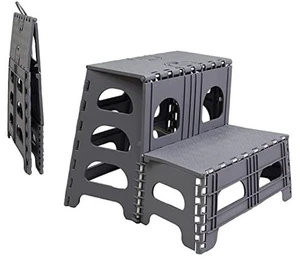 Folding 2 Step Stool for Adults - Collapsible & Foldable Step Industrial Gray - Picture 1 of 7