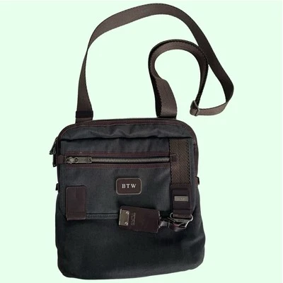 TUMI Messenger Bag Flap Zip Crossbody Dark Gray ANNAPOLIS 22304ATH2 Monogrammed - Image 1 of 4