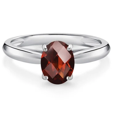 Помолвочное кольцо из белого золота 10 карат с одним гранатом для женщин (1,53 карата, 8X6 мм, - Изображение 1 из 4