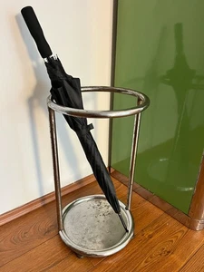 SCHIRMSTÄNDER  STAHLROHR 30ER BAUHAUS CHROM VINTAGE Streamline - Bild 1 von 7