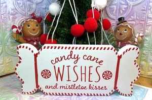 Zuckerstange Wünsche & Mistelküsse Weihnachtsschild mit 2 Sets Bommeln U - Bild 1 von 7