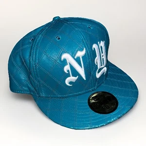 Supreme New Era Quilted Leather NEW YORK NY YANKEE Fitted Cap Hat Sz 8 TEAL - Picture 1 of 5
